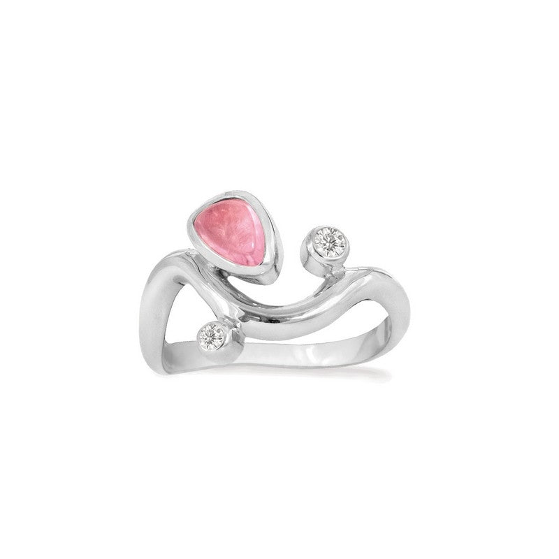 Pink Willow ring fra Rabinovich i sølv med lyserød topas og hvide zirkonia.